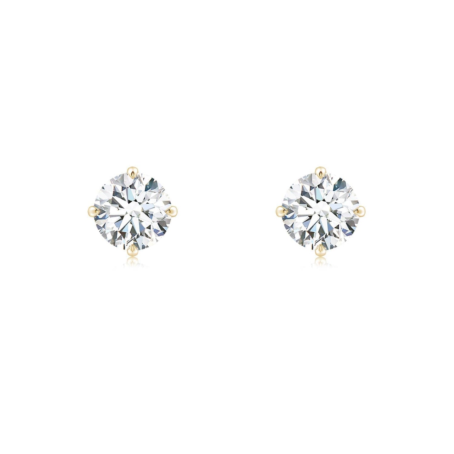 Certified Round Lab-Grown Diamond Solitaire Stud Earrings 14K Solid Gold (0.5 carat, 4.1mm, Color-H, Clarity-SI2)