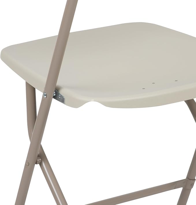 Flash Furniture Hercules Series Plastic Folding Chairs for Parties and Weddings, Stackable Commercial Event Seats, Set of 10, Beige