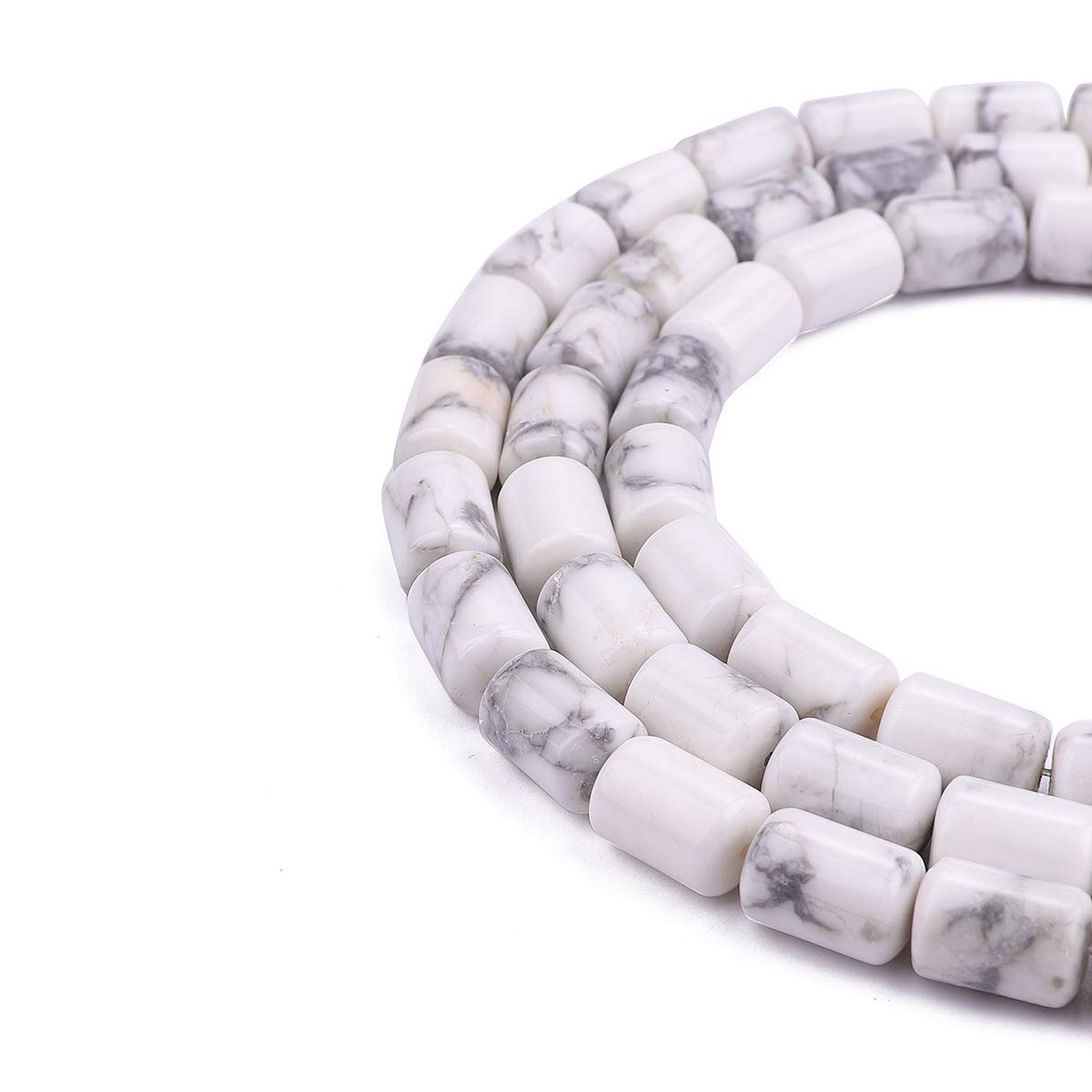 BEADIA Natural White Howlite Cylinder Stone Loose Semi Gemstone Beads for Jewelry Making 10mmx14mm 38cm