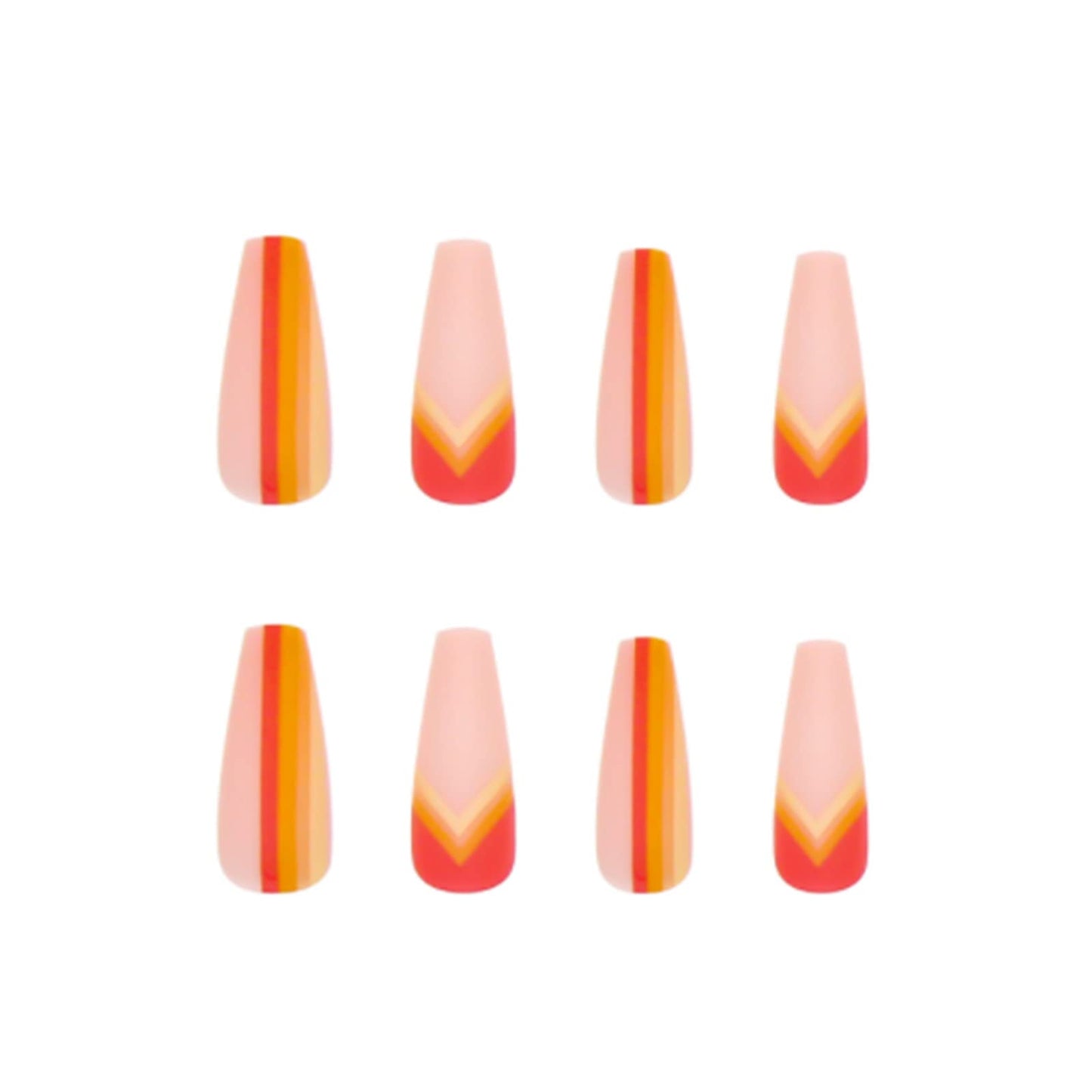 Kamize Extra Long Fake Coffin Nails Orange Press on Nails Matte Acrylic Nails Full Cover False Nails for Women and Girls24PCS