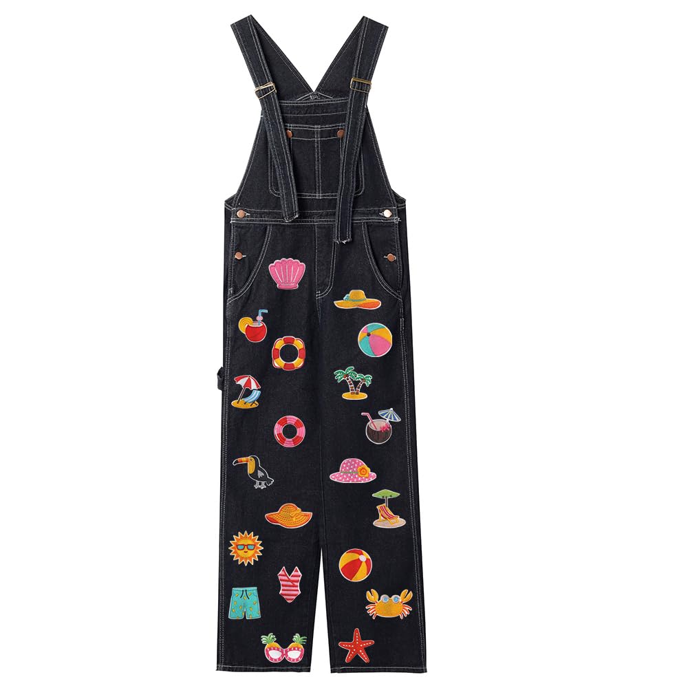 33 PCS Summer Iron on Patches Funny Beach Theme Bikini,Sunglasses,Hat,Coconut Embroidered Applique Sew on Patches for Backpacks,Pants,Clothes,Jeans,Bags,Jackets,Vests,Coat,Uniforms