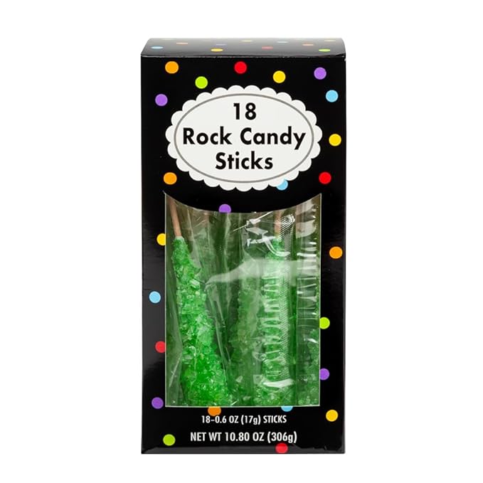 Amusemints Rock Candy Individually Wrapped Sticks (Green) - 18 PC Box - Colorful Hard Candy, Perfect for Parties, Gifting & Nostalgic Treats