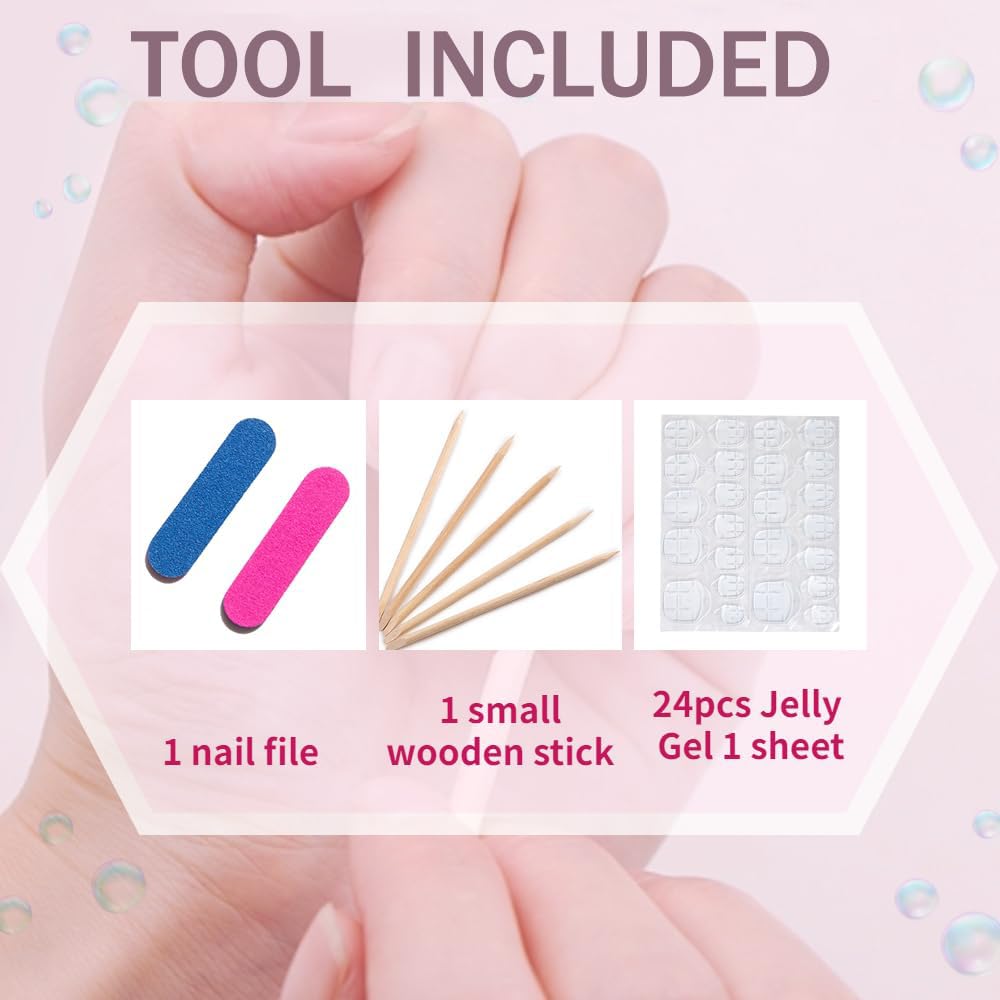 Press On Nails - Luxury Almond 3D False Nails Women Reusable ABS Material Finger Printed Nail Tip French Salon Design Artificial Fingernail (Size S)