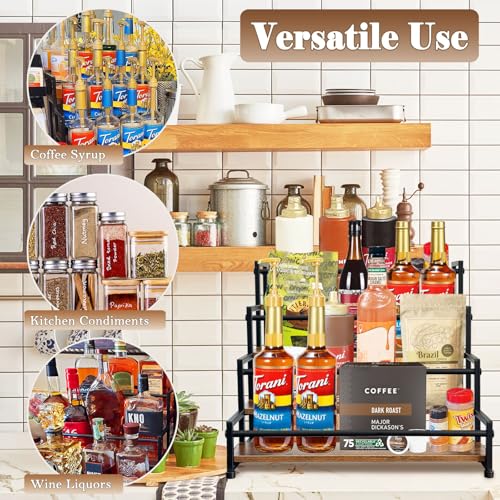 Klxuyuo 4-Tier Coffee Syrup Rack for 20 Bottles (750ml)–Sturdy Coffee Syrup Organizer Holder for Kitchen, Café, Office - size: Large 4 tier