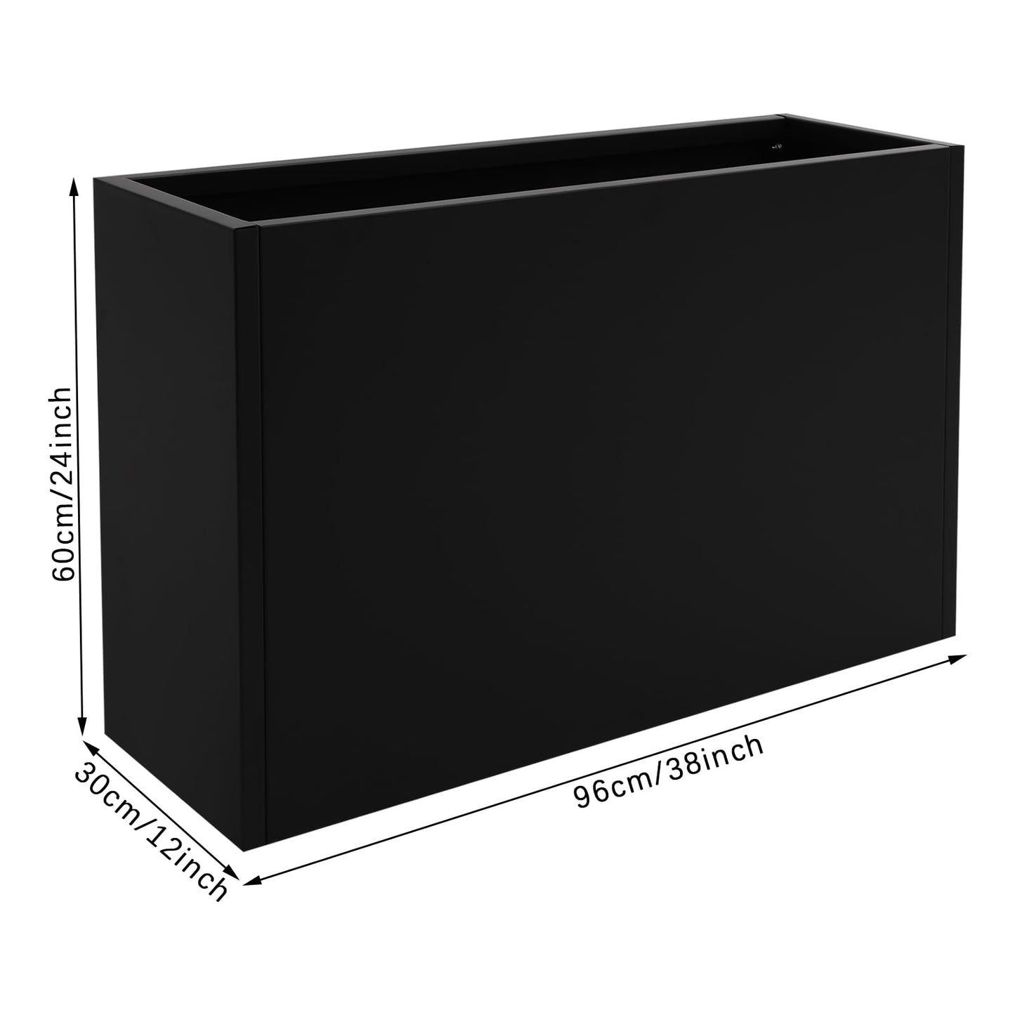 Fulavorty Steel Planter Box,Black Planter Large Rectangular Indoor Outdoor Planters with Removable Shelf,Heavy Duty Rectangular Planter for Patio,Deck,Yard,Garden