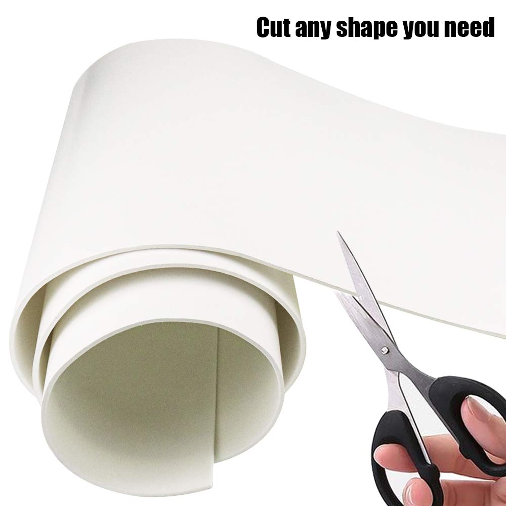 DGSL Neoprene Adhesive Foam Sheets, 12'' W x 59'' L x 1/16'' Thick Sponge Self Adhesive Rubber Padding Sheet Closed Cell Foam Sheet Roll for DIY, Multi-Function Soundproof Rubber Mat, White