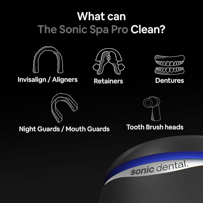 Sonic Pro Dental Cleaning Pod, 43kHz Ultrasonic Retainer Cleaner Machine for Dentures, Mouth Guards, Braces, Toothbrush Heads, Jewelry & All Dental Appliances, FSA/HSA Eligible (Pearl White)