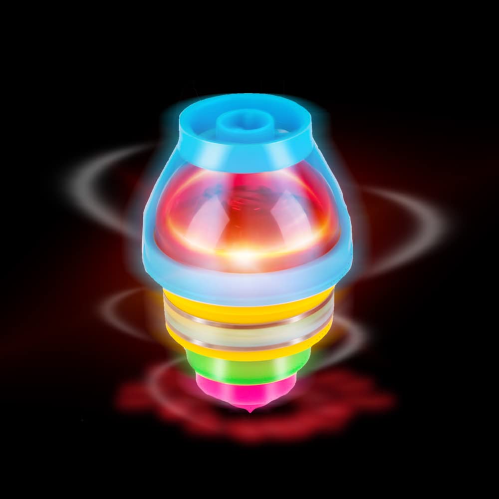 PROLOSO 15-Pack Light Up Flashing UFO Spinning Tops with Gyroscope Novelty Bulk Toys Party Favors