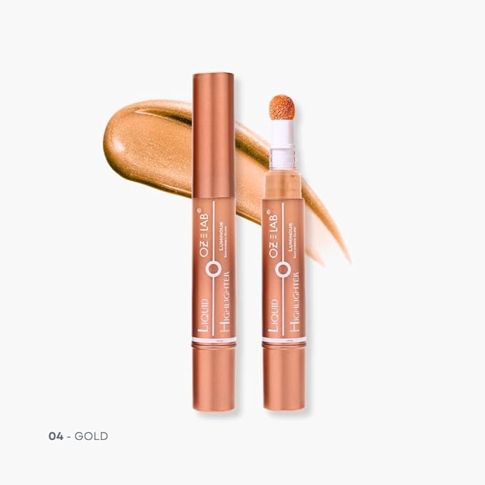 Angelo Glow Liquid Highlighter Wand Gold – Buildable Illuminating Makeup Stick for Face and Body – Radiant Finish ，6ML/0.21FL.OZ，PACK OF 1