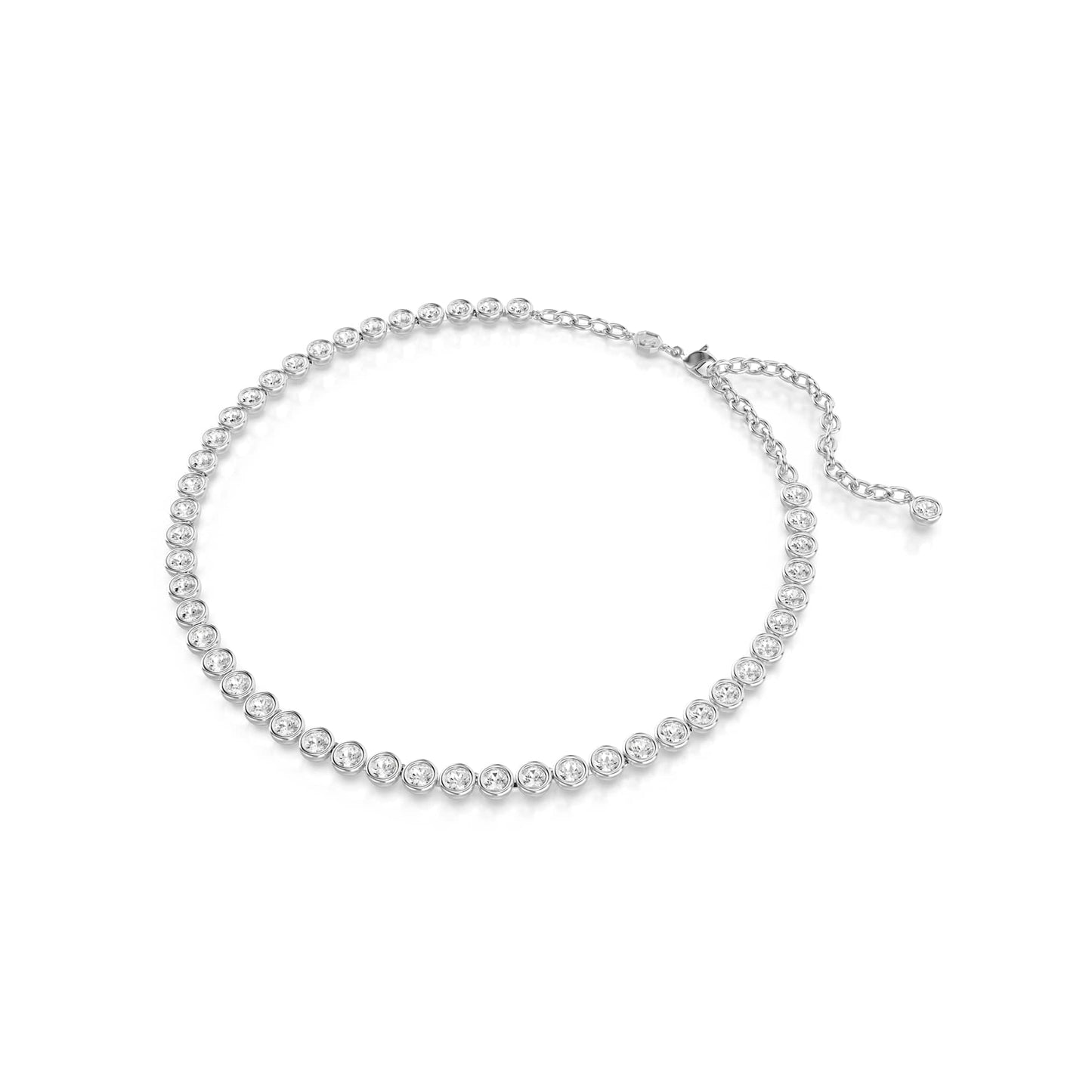 Swarovski Imber Tennis Necklace, All-Around Strand with Clear Round-Cut Crystals in a Rhodium-Finished Setting, Part of the Imber Collection