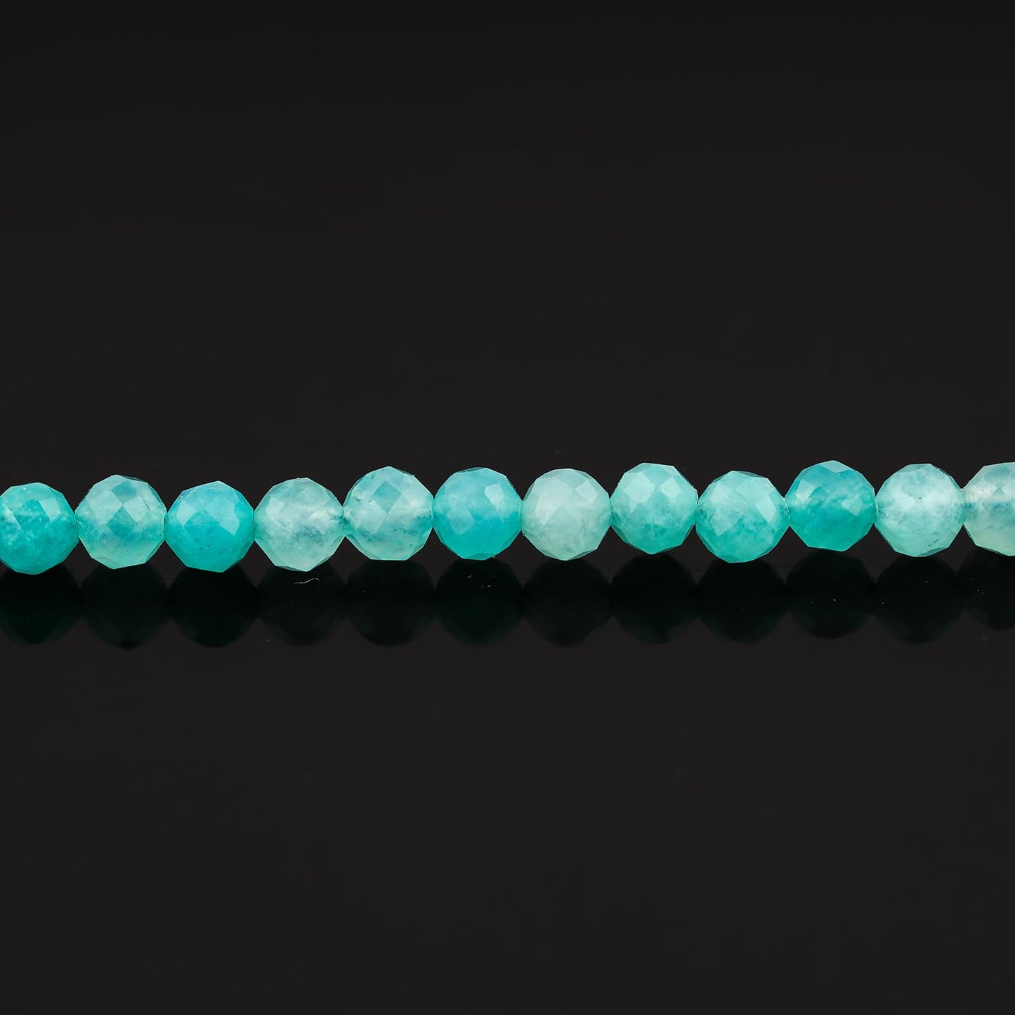 Gemkora Amazonite Beads Bracelet, Natural 3mm Perfect Micro Cut Beads, Chakra Healing Gemstone, Gift for her, Women, Mom, Wife, Daughter, Girlfriend, Grands, Silver 8 inch