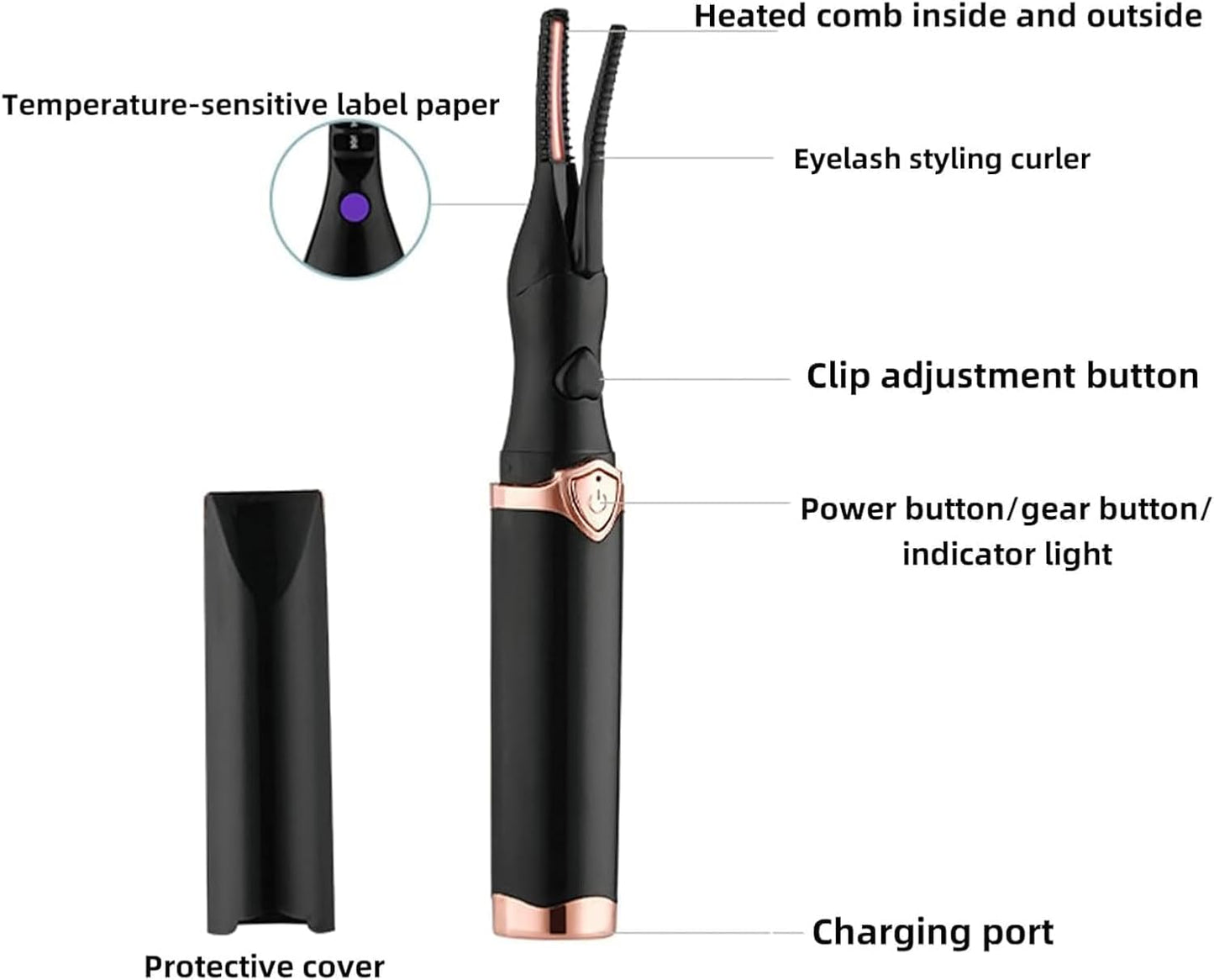 Electric Eyelash Curlers, 2025 New Heated Eyelash Curler, Eyelash Curler for Women, with 8s Fast Heating, 3 Adjustable Temperatures, USB Rechargeable for Long-Lasting Curls (2Pcs Black+White)