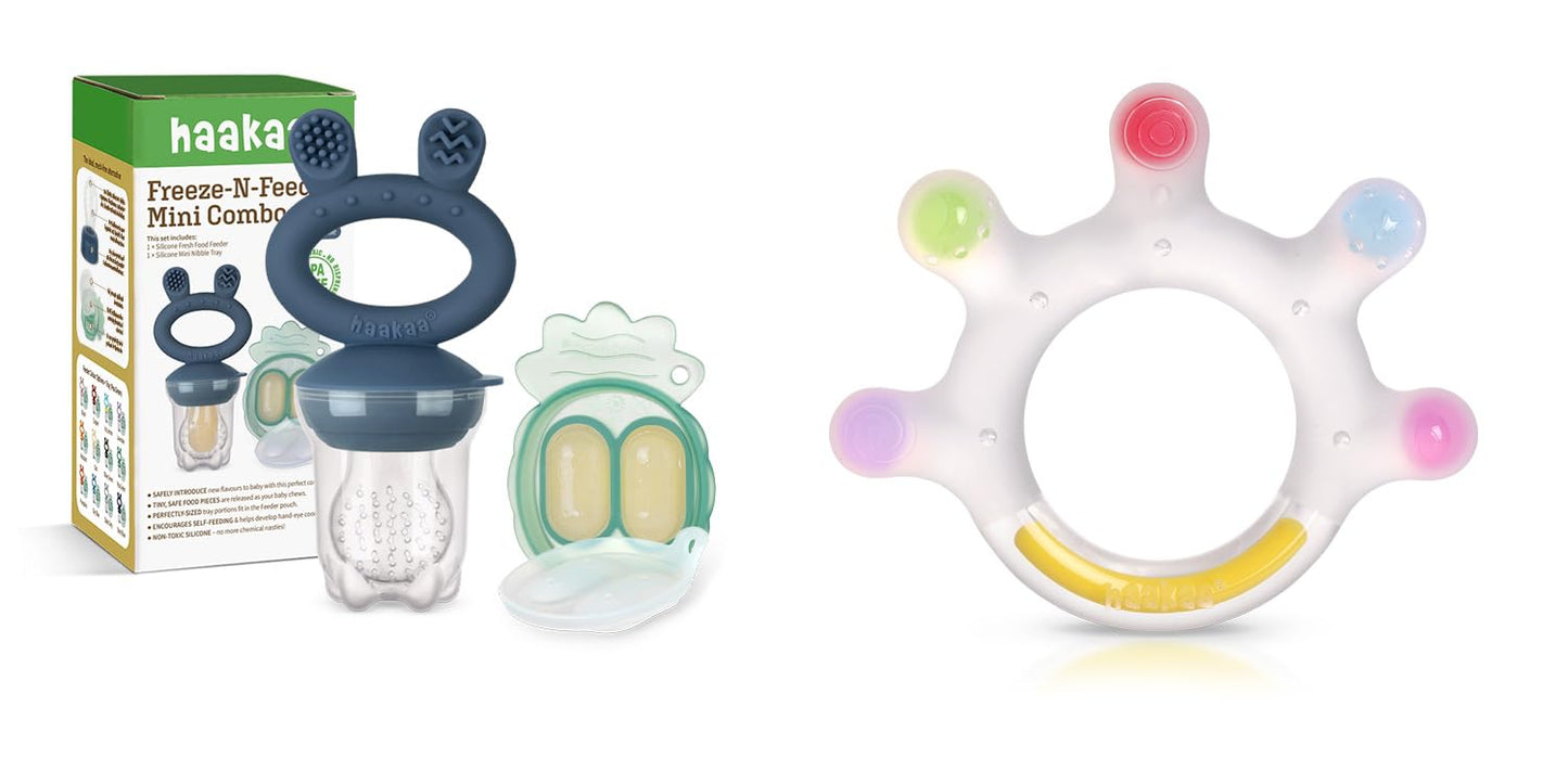 Haakaa Baby Fruit Food Feeder & Large-Palm Baby Teether Combo
