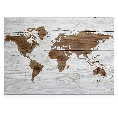 Navaris Magnetic Dry Erase Board - 24 x 36 inches Decorative White Board for Wall with Printed Design, Includes 5 Magnets and Marker - World Map - style: World Map