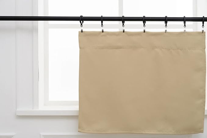 Pickluc Beige Cafe Curtain (Half Window Curtain) 30 Inches Length, Rod Pocket Small Kitchen Curtain, Short Blackout Curtain for Small Window, 30" Wide and 30" Long, 2 Panels