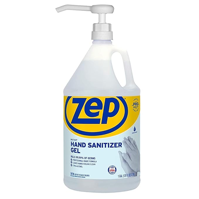 Zep Instant Hand Sanitizer Gel 70% Alcohol - 1 Gallon (Case of 4) ECZUIHSG128 - Pump Included - Exceeds CDC Guidelines - Kills 99.99% of germs