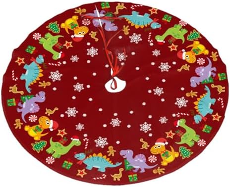 Cute Dinosaur Christmas Tree Skirts Cute Dinosaur Printed Tree Skirt 48" Gorgeous Xmas Holiday Party Ornaments Keepsake Gift