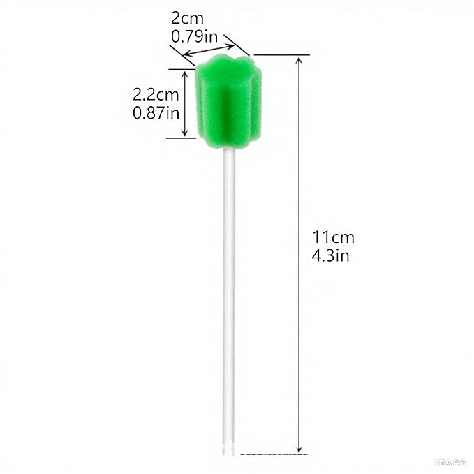 100Pcs Disposable Mouth Sponge Swabs Elderly Kids Adults Tooth Mouth Cleaning Individually Wrapped (Green)