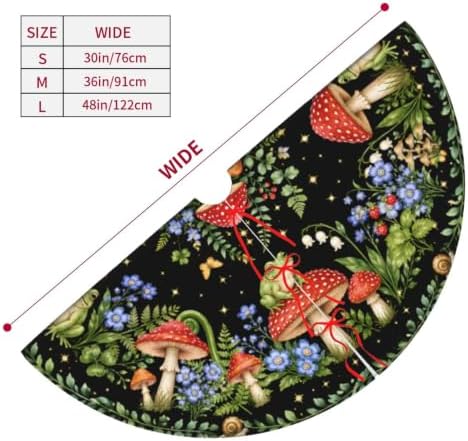 Mushroom Frog Christmas Tree Skirt Xmas Tree Skirt, Winter Christmas Tree Mat for Home Party Holiday Indoor Outdoor Decorations