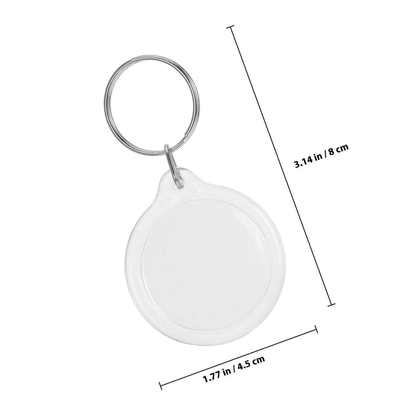 100 Pack Circular Photo Frame Keychain Blanks Clear Acrylic Round Keyring with Picture Insert for DIY Crafts Transparent Split Ring for Memories Artworks and Small Business Supplies