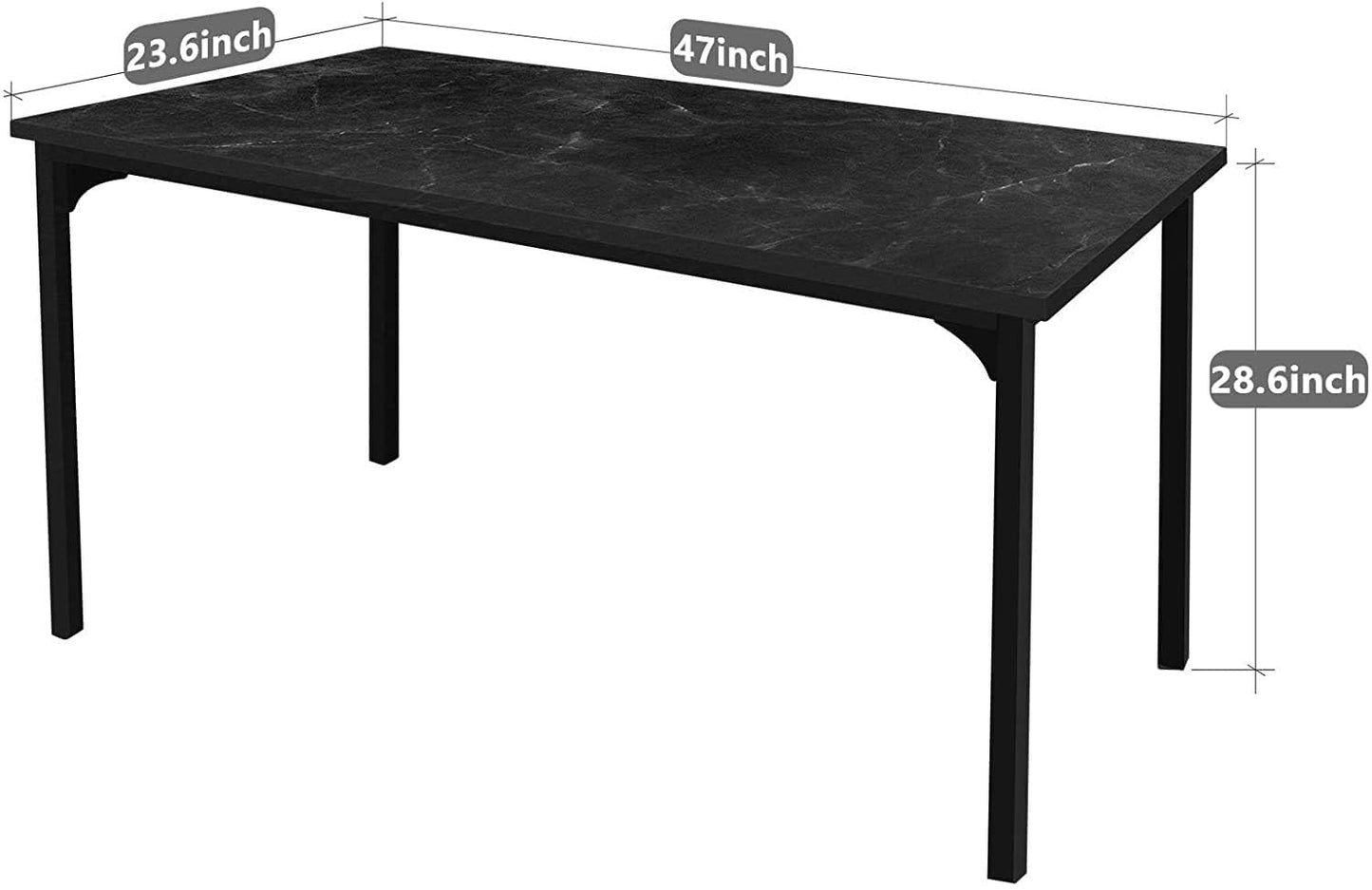 HealSmart Thickened 47 Inch Computer Office Desk, Home Writing Study Worktable for Bedroom, Black Small Desk, Modern Simple Style PC Table, Black