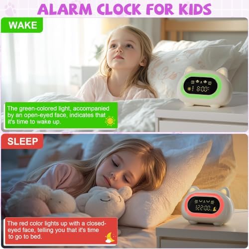 Honesorn Kids Alarm Clock Toddler Sleep Training Clock with 10 Night Lights