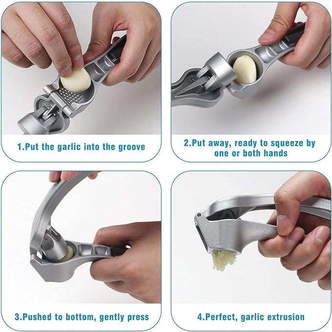 Pamperεd Chεf Garlic Press, Garlic Mincer Easy-squeeze Ergonomic Handle, No Need To Peel, Rust Proof, Professional Ginger Press & Garlic Crusher with Handy Cleaning Brush- Dishwasher Safe