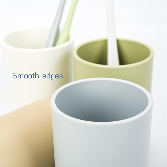 ENTERLIFE-Toothbrush-Holder-Cup,Bathroom-Cup,Tooth-Brushing-Tumbler-Drinking-Teeth-Cup,Toothpaste-Countertop-Organizer,Rinse-Cup,Plastic 350ml (White)