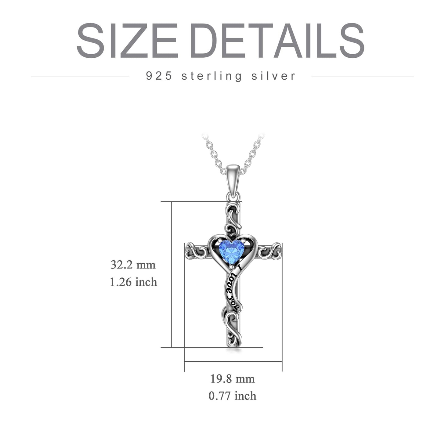 TOUPOP Topaz Cross Necklace for Women Sterling Silver December Birthstone Cross Pendant Necklace Heart Love Jewelry for Her Girlfriend Wife Mom Anniversary Birthday Mothers Day Gifts