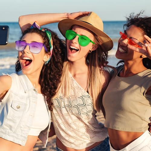 Pibupibu 24/48 Pack Mixed Rimless Colorful Party Sunglasses Bulk, Fun Party Glasses Photoshoot Prop Costume Eyewear - color: 24 Mixed