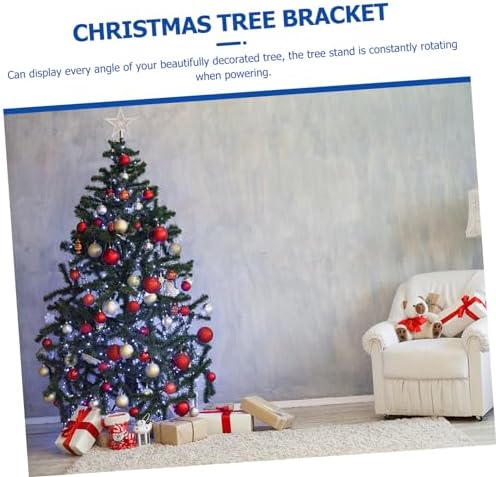 PRETYZOOM 1pc Electric Christmas Tree Base Rotating Stand for Artificial Trees Bracket Quadruped Design for Stability Easy Installation Us Compatible