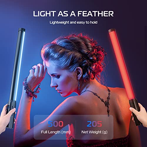 ULANZI VL119 Handheld Light Wand, 360° RGB LED Video Light Stick for Photography, 3300mAh Rechargeable Tube Light for Video Shooting, 2500-9000K Dimmable Camera Light with LCD - size: 1 pcs-Large