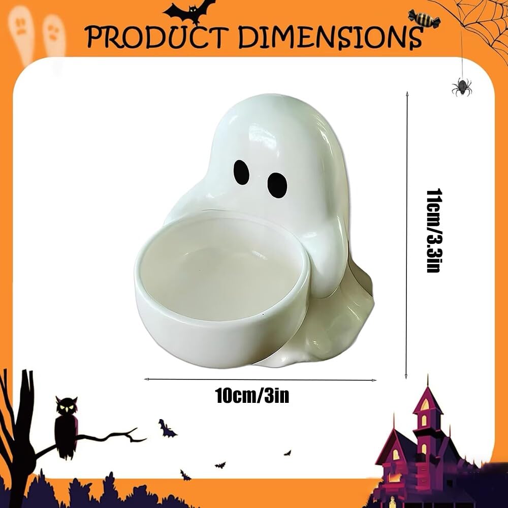 FACIOWN Halloween Ghost Candlestick, Ceramic Tea Light Holder for Scented Candles, Doubles As Candy Dish, Cute Halloween Party Decor.