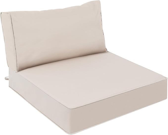 AAAAAcessories Outdoor Deep Seat Cushions, Waterproof, Fade-Resistant Patio Furniture Replacement Cushions, 24" x 24" x 5" + 24" x 13.5", Khaki Beige