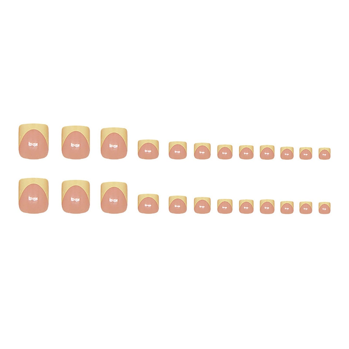 RUOKEXIN Short Press on Toenails Yellow French Tip Fake Toenails with Designs Square Toe Nail Press ons Sparkly Artificial Nails for Women 24Pcs