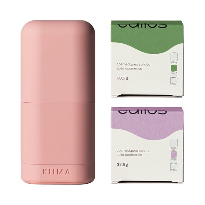 KIIMA Refillable Deodorant Fruity Starter Kit 1 Applicator 2 Refills Edilos Green Beaver Exotic Paradise & Fruity Escape Natural Deodorant formulated without Aluminum or Parabens 38.5g (Pack of 2)