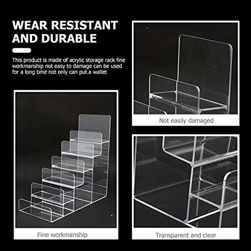 DOITOOL 2Pack 6- Tier Acrylic Wallet Display Stand Holder, Clear Handbag Purse Display Stand Jewelry Display Riser Purse Handbag Organizer