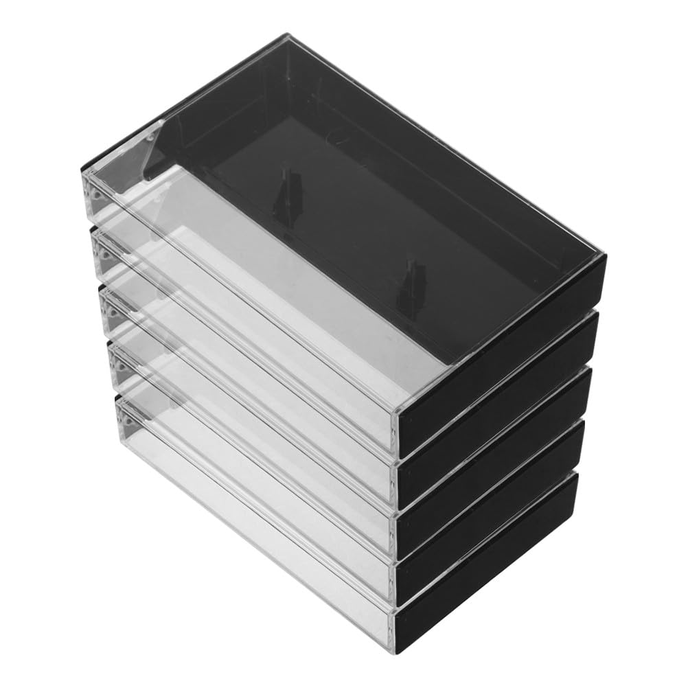 VILLCASE Retro Tape Box 5-Pack High Transparency Cassette Tape Storage Holder Organizer Compact Dustproof Audio Cassette Case for Recording Tapes and Small Items 4.25X2.75X0.62 Inch
