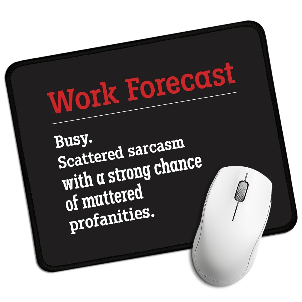 Juoqg Work Forecast Rectangular Mouse Pad, Funny Employee Mousepad, Funny Sarcastic Mouse Pad Gift for Teacher Colleague Coworker,Office Humour Gift for Employee Manager Boss Colleague