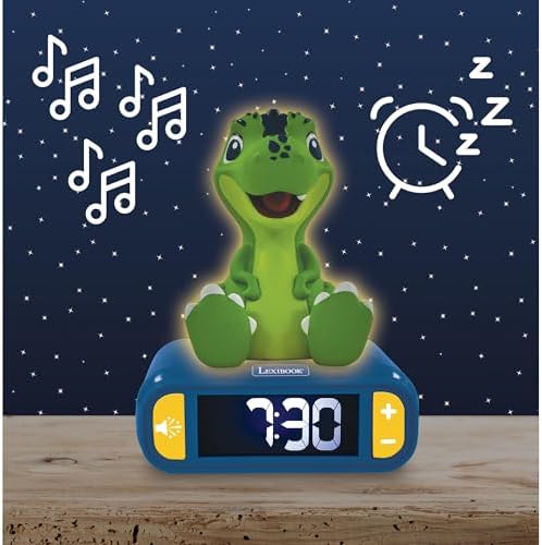 LEXiBOOK, Dinosaur Nightlight Alarm Clock, RL800DINO