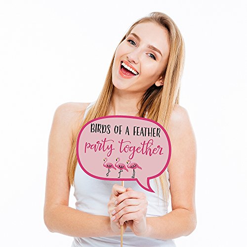 Big Dot of Happiness Funny Pink Flamingo - Party Like a Pineapple - Tropical Summer Photo Booth Props Kit - 10 Piece