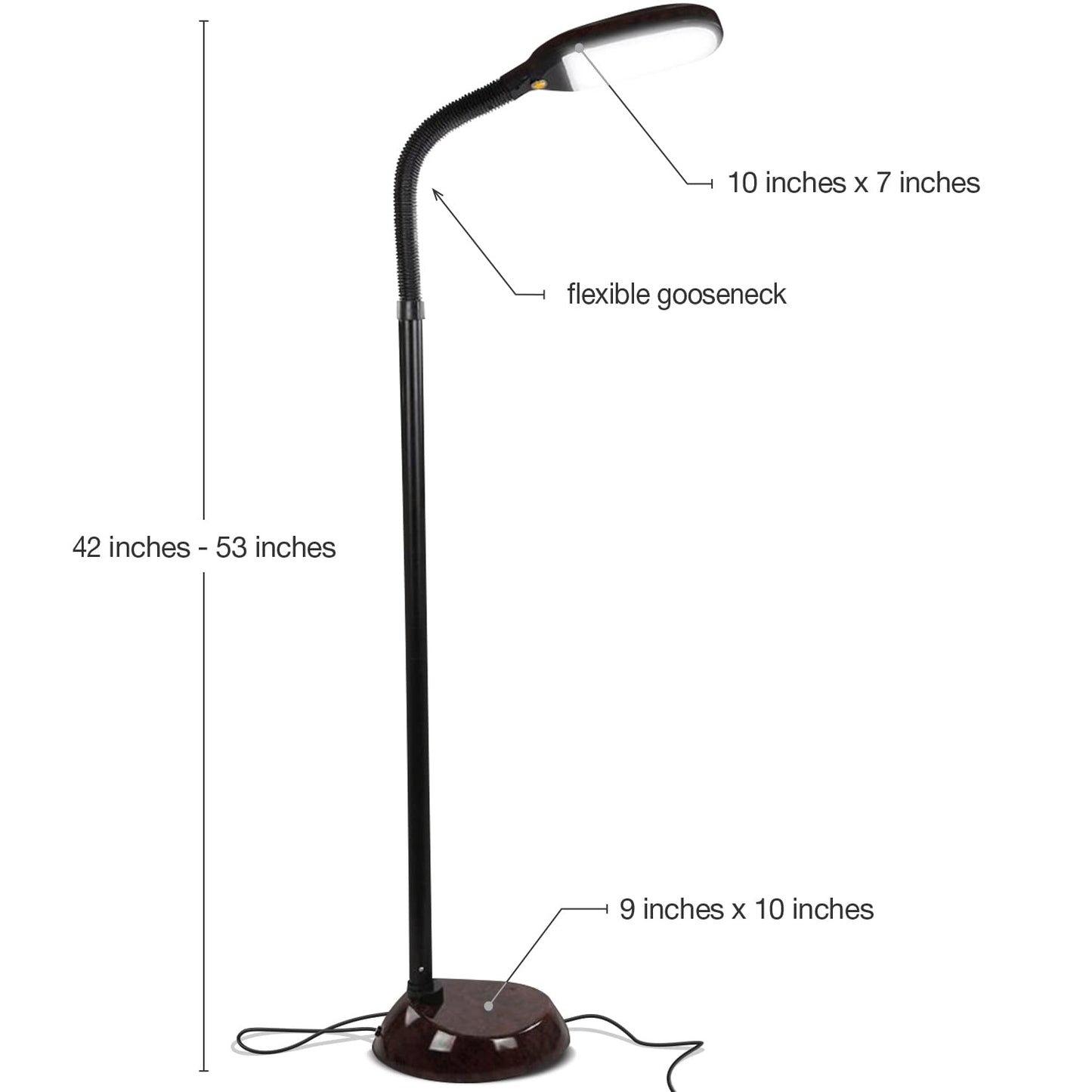 Brightech Litespan - Bright LED Floor Reading Lamp for Over Chair Crafts and Reading, Estheticians' Light for Lash Extensions, Adjustable Standing Lamp for Living Room, Bedroom, Office - Havana Brown