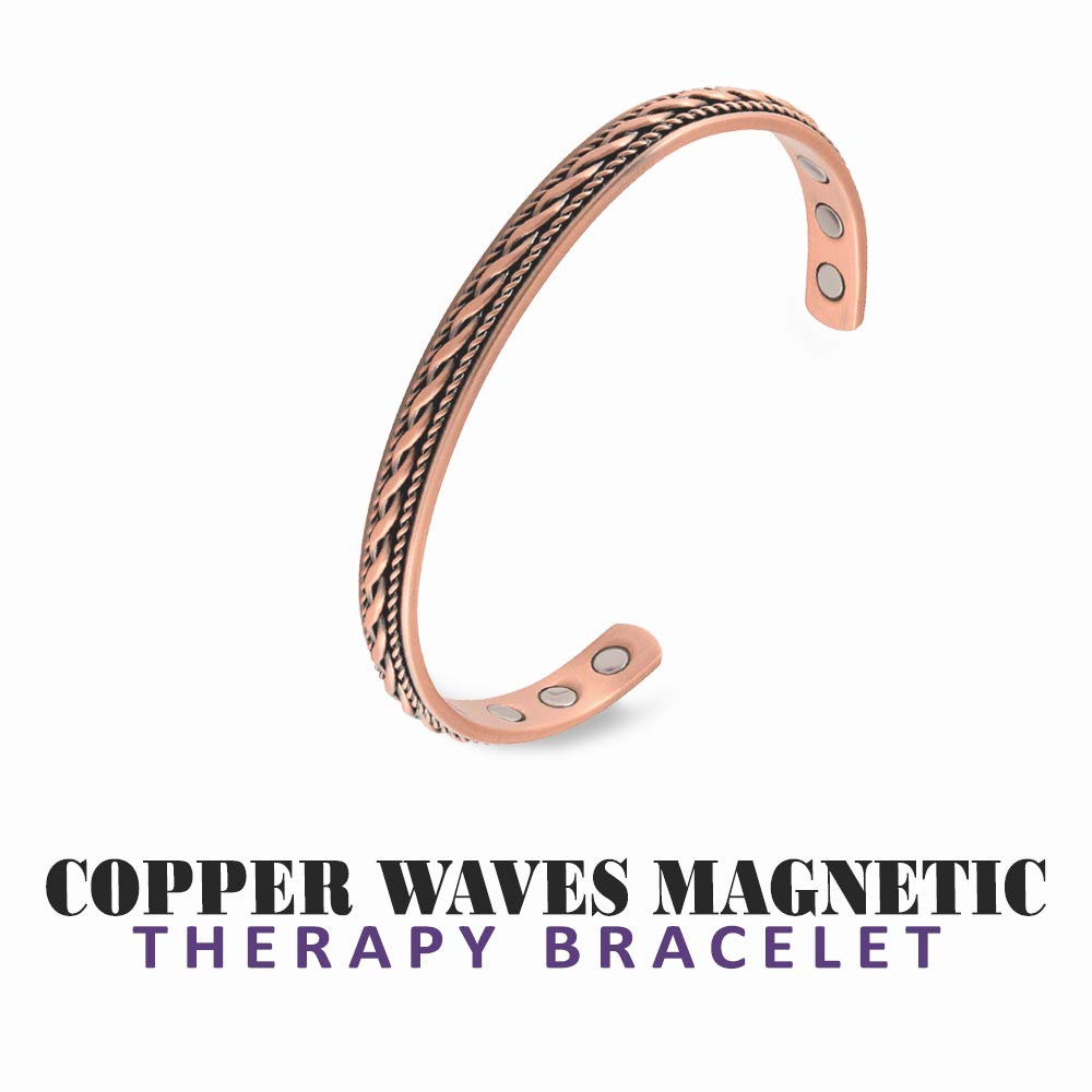 MAGNETJEWELRYSTORE Copper Magnetic Bracelet, For Men and Women, High Power Magnets, Adjustable Bangle Waves
