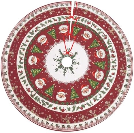 Red Santa Claus Christmas Tree Skirt 36 Inch Red Xmas Tree Mat Party Decor Supplies for Holiday Home Decorations