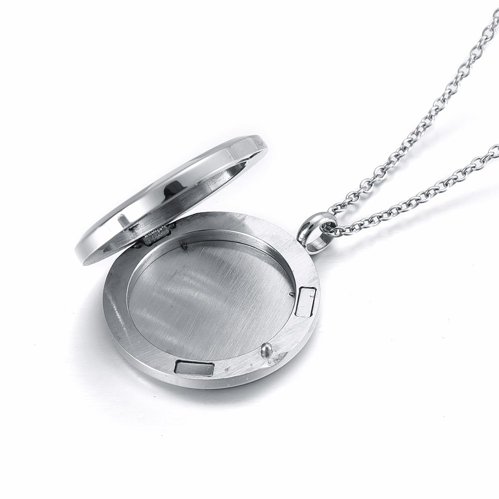 mingkejw Essential Oil Diffuser Necklace Aromatherapy Pendant Locket Jewelry Stainless Steel Perfume Necklace| 22’’ Adjustable Chain| 12 Refill Pads| Gift Box