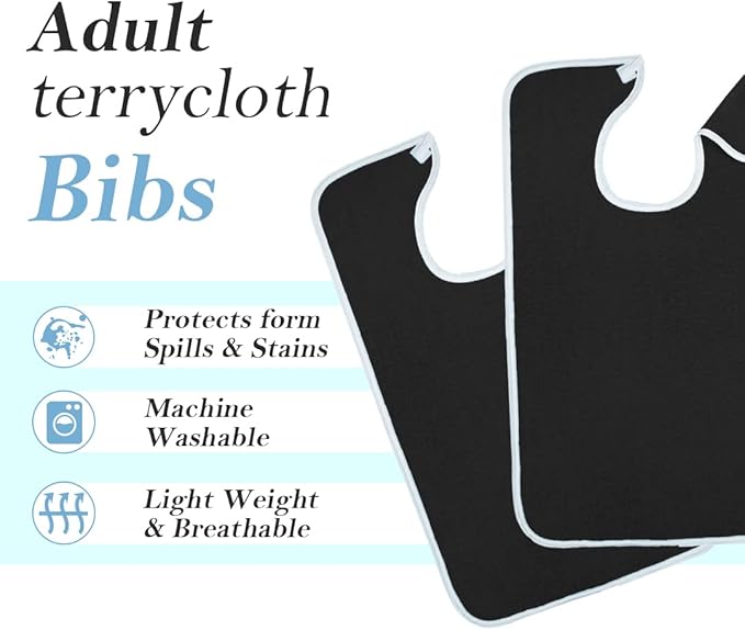Avalon Towels Adult Bibs for Women 100% Cotton Bib for Adults for Eating - Terry Cloth Adult Bibs for Men Clothing Protectors