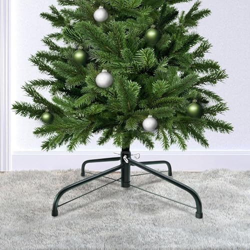 SOMITO Artificial Christmas Tree Stand, Folding Christmas Tree Base for 3 Ft to 6 Ft Xmas Trees, Xmas Tree Holder Metal Christmas Tree Stand Fits 0.5-1.25 Inch Tree Pole, Universal Tree Stand, Green