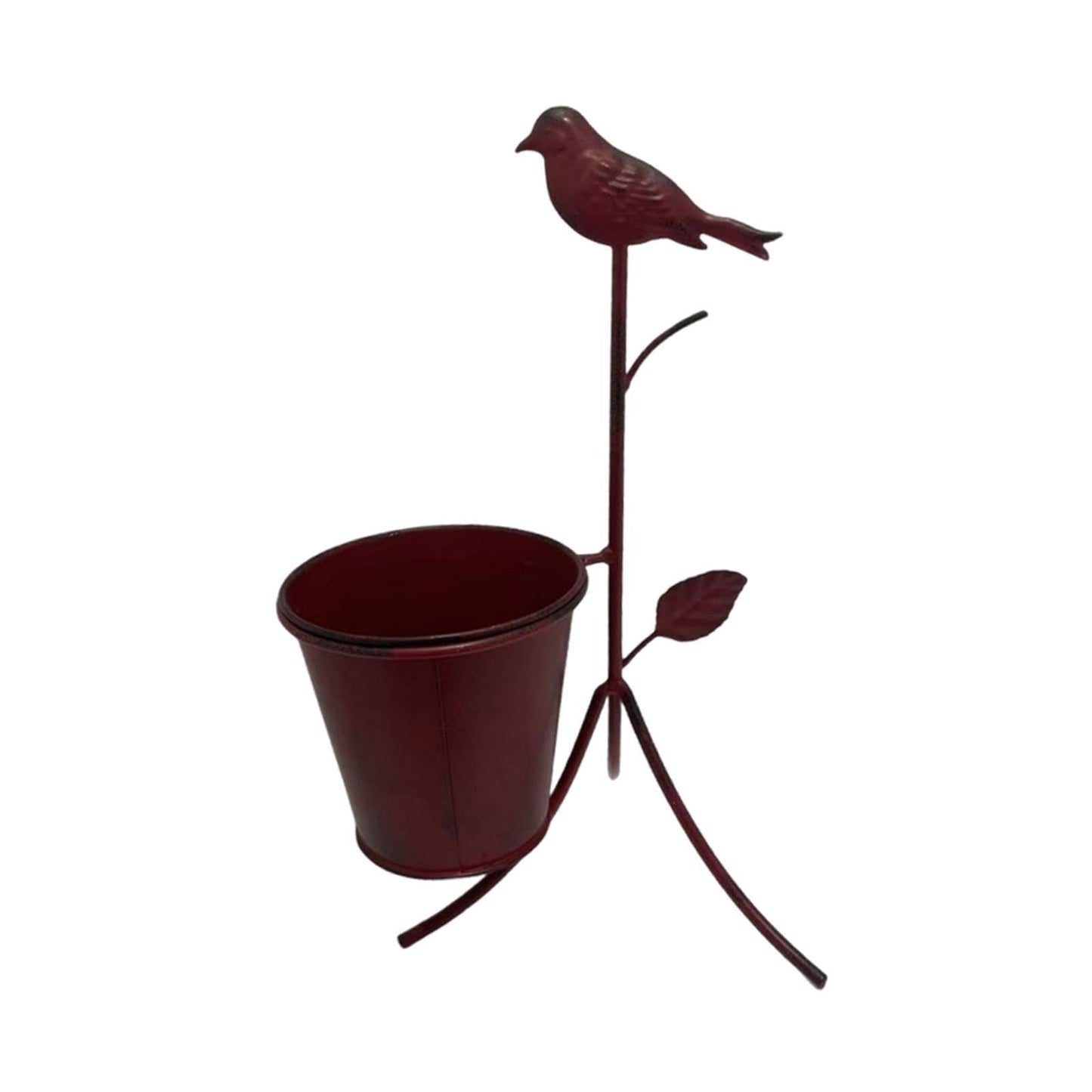 Leefasy Metal Planter Stand Plant Bucket Ornament,Rustic,Sturdy,Creative Flower Pot Holder Decorative for Deck Farmhouse Patio Decor
