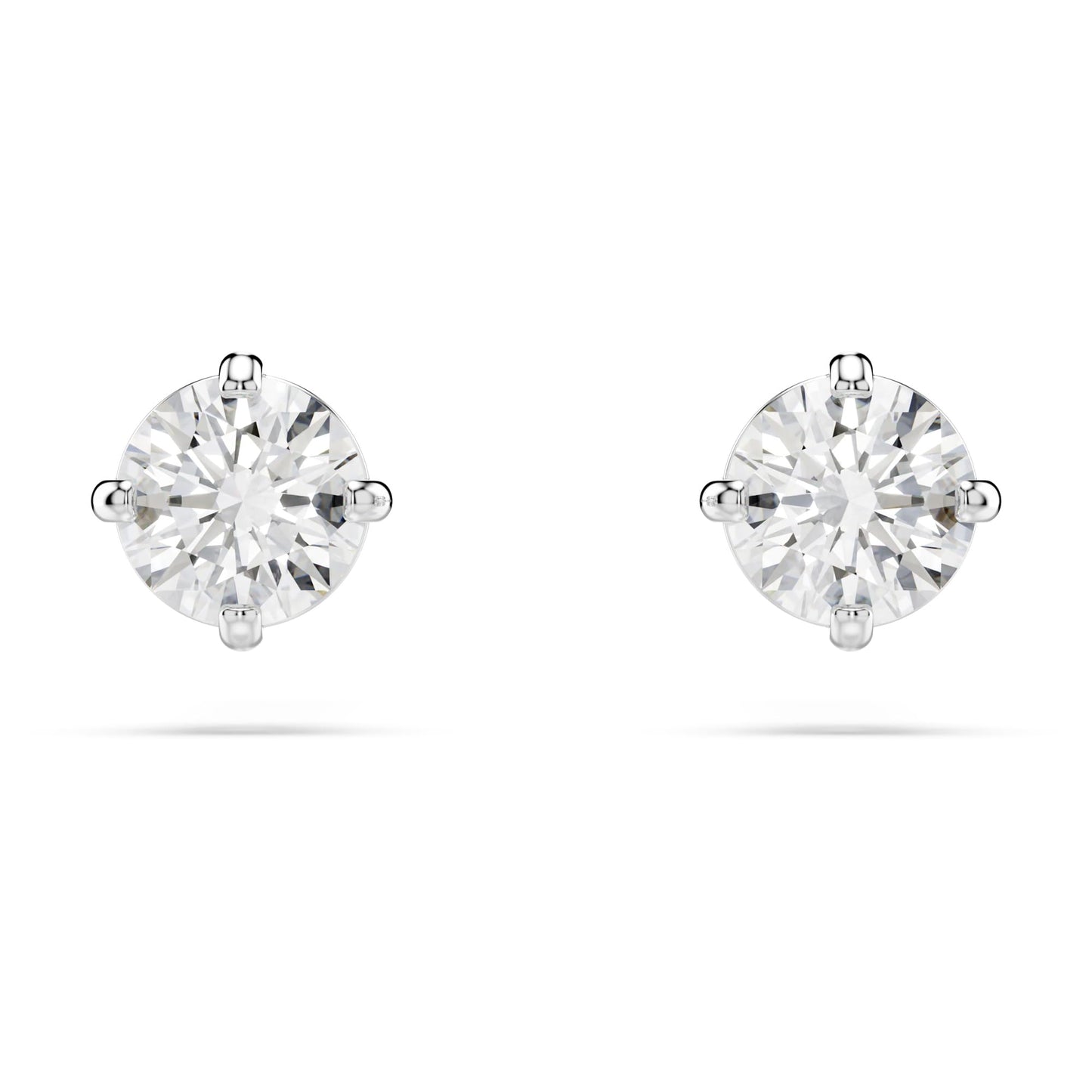 SWAROVSKI Attract Pierced Stud Earrings, Round-Cut Clear Crystals on Rhodium Finish Setting, Part of the Swarovski Attract Collection