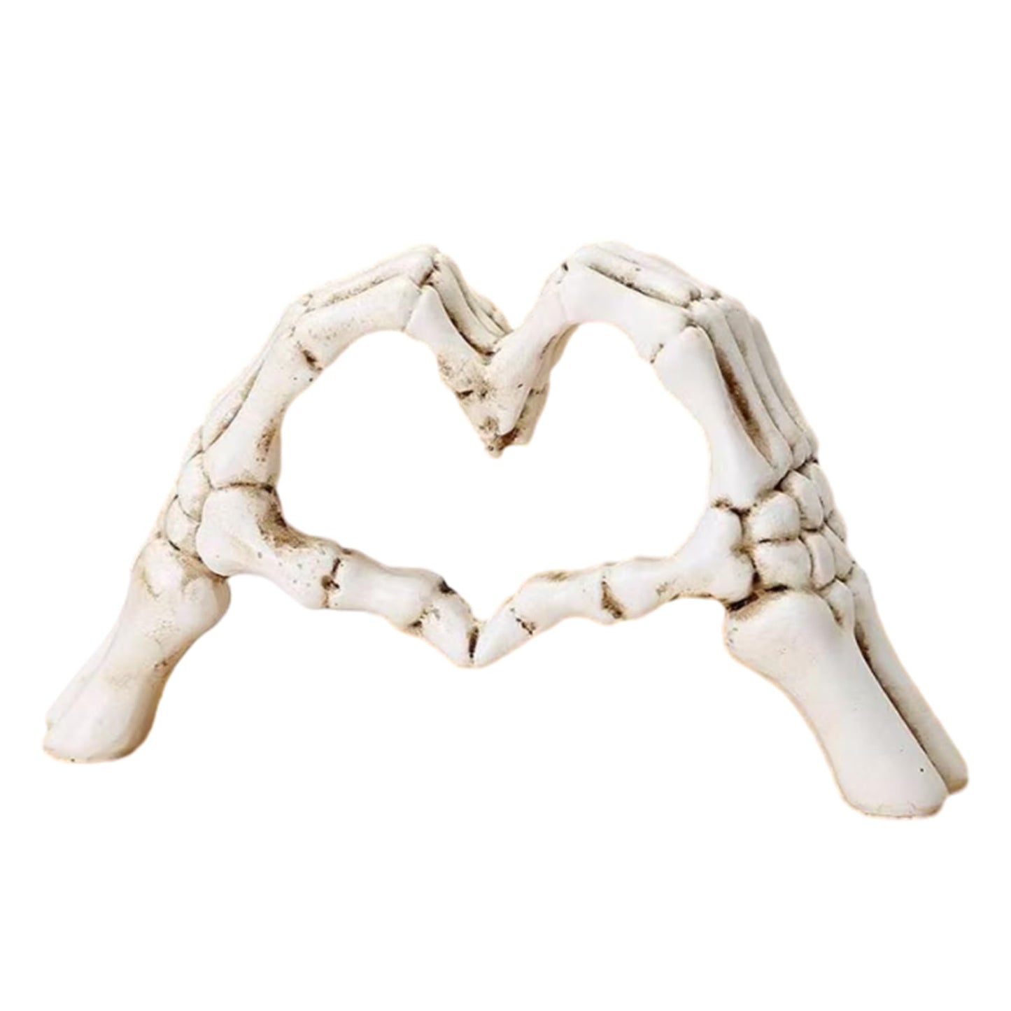 HEBYJO White Halloween Heart Hands Sculpture, Resin Abstract Skeleton Statue Love Ornaments, Heart Shape Finger Gesture Figurines for Shelf Home Desktop Decoration
